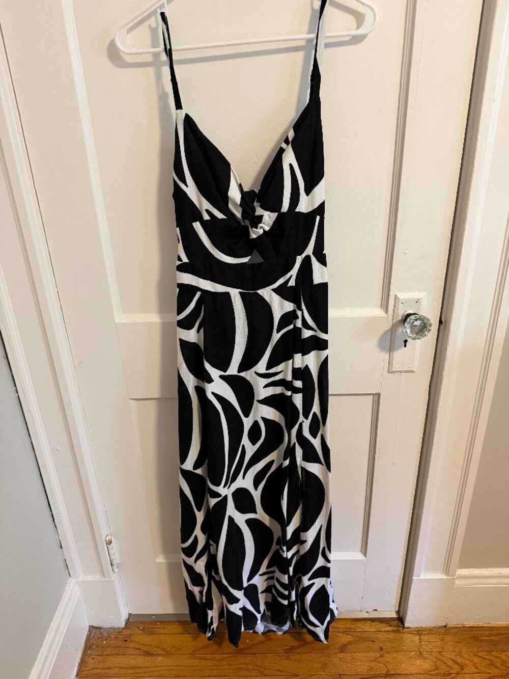 1.STATE Black & White Tropical Print Maxi Dress Size Large